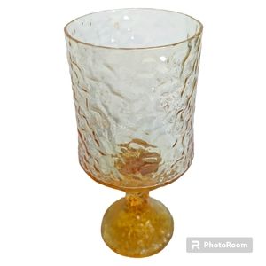Vintage Lennox Impromptu Wine Crinkle Glass  Amber Yellow Gold Thick Stem Blown 